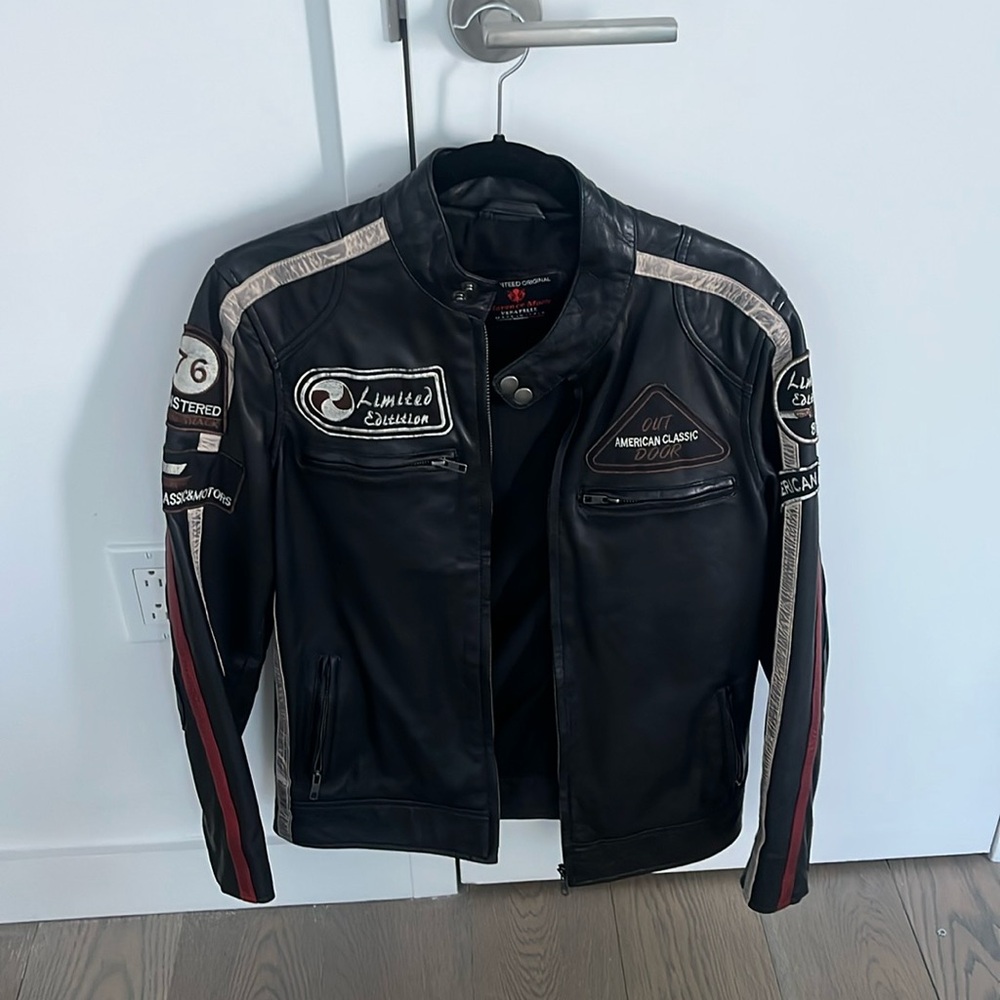 Genuine leather moto jacket